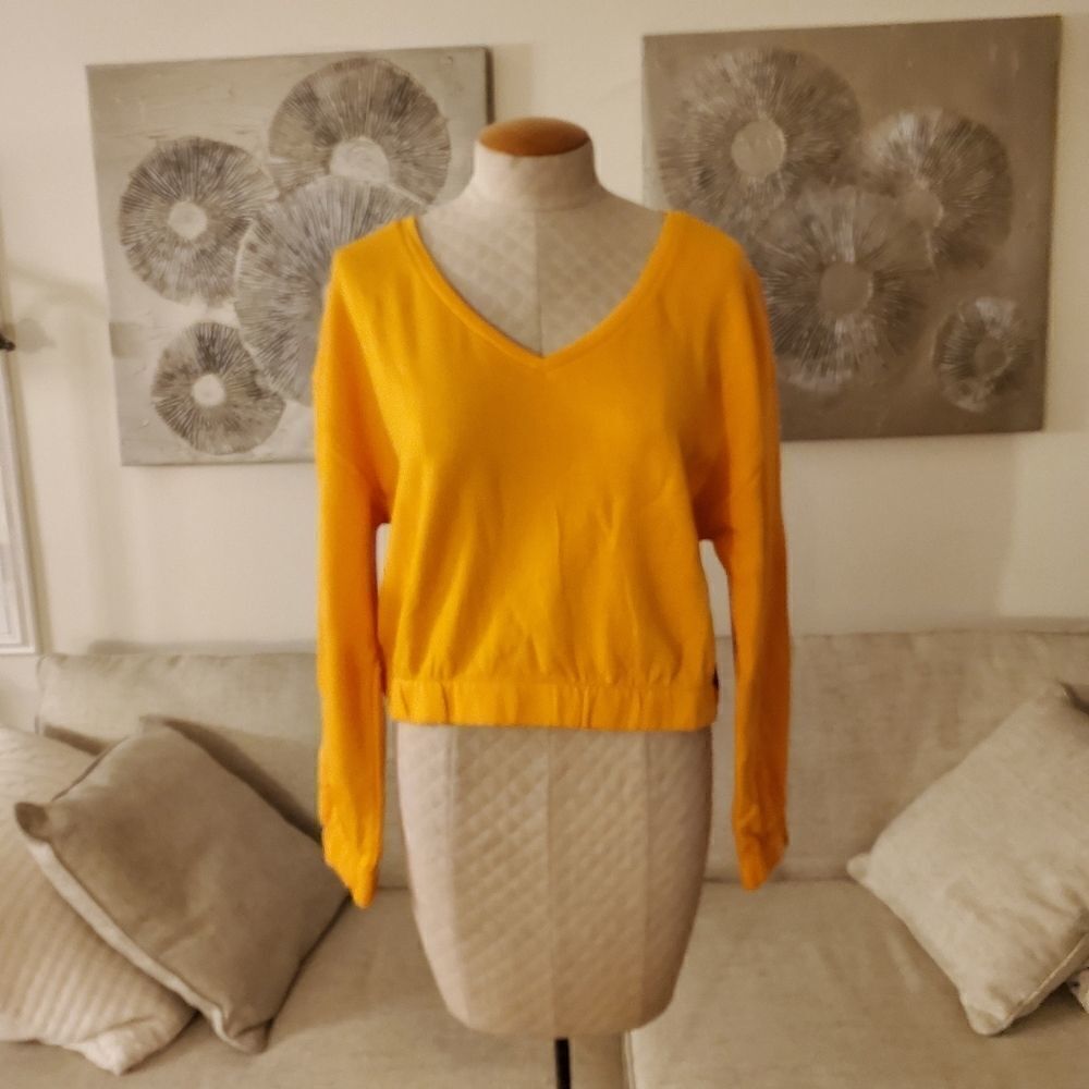 BP V-neck Fleece Sweatshirt size Medium in Orange Slice - NEW - Picture 2 of 10